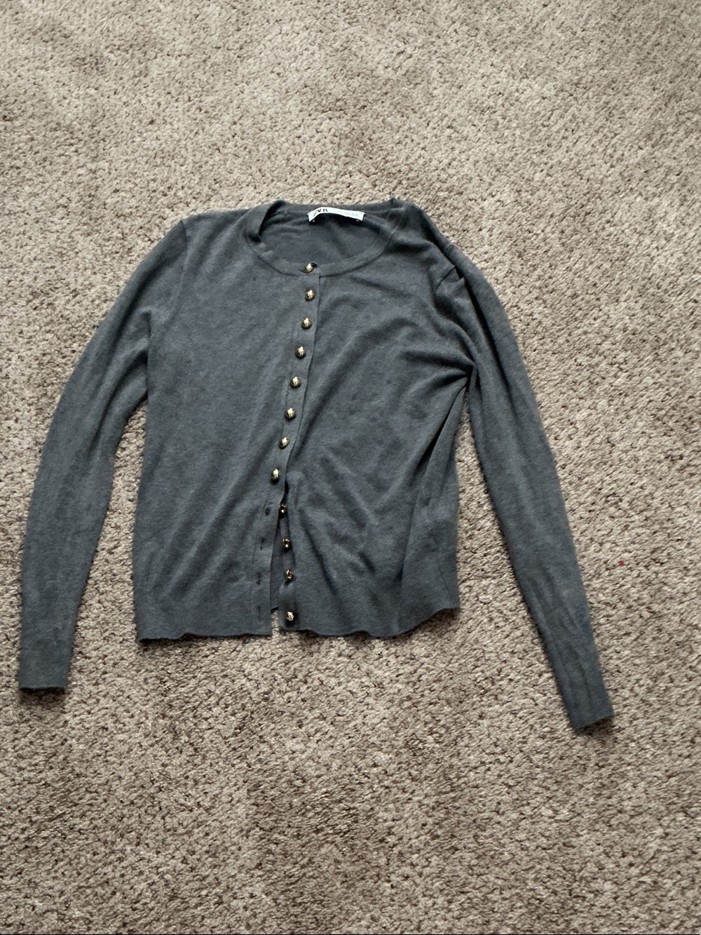 Classic Gray Button-Front Women's Sweater Cardigan